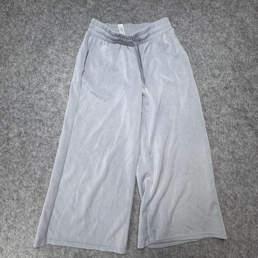 Yogalicious Pants Womens Small Gray Cropped Wide Leg Softlite Elara Yoga Gym